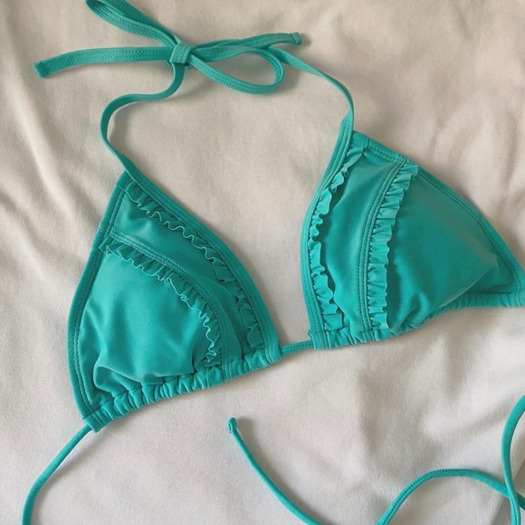 ♡ aqua blue triangle bikini set ♡ - Picture 2 of 4